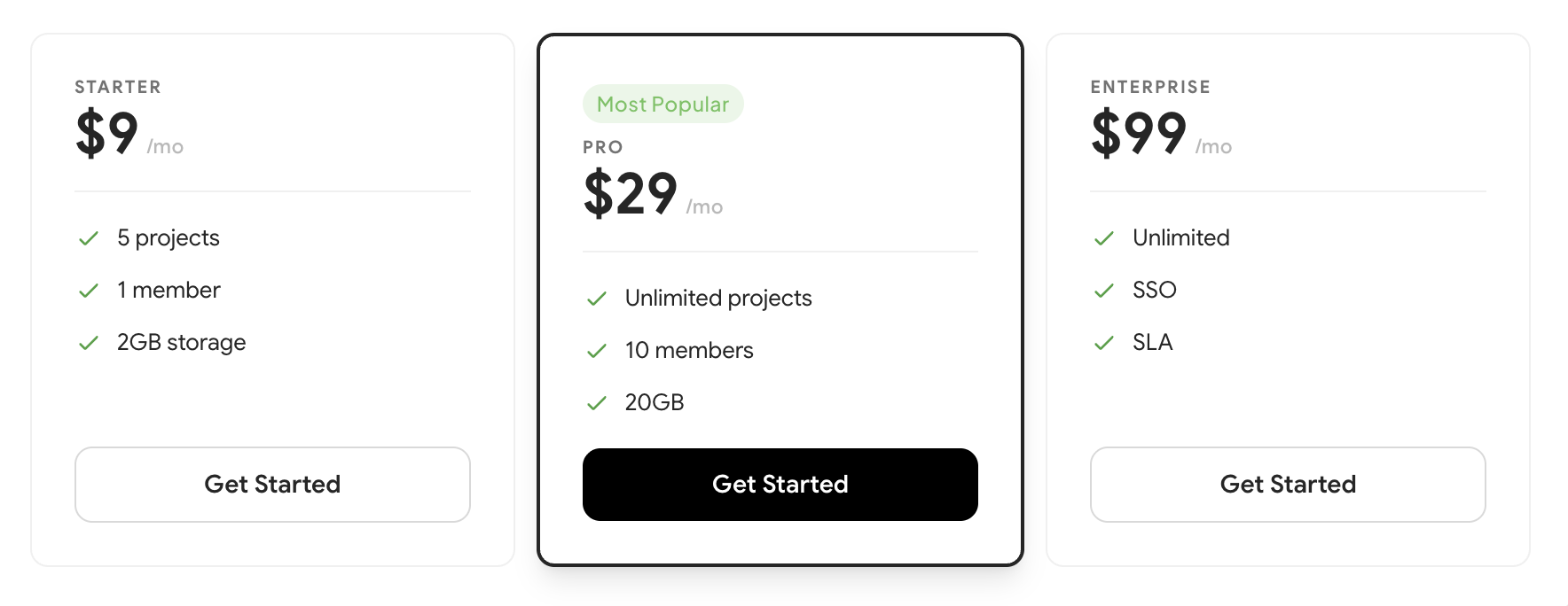 Pricing Card