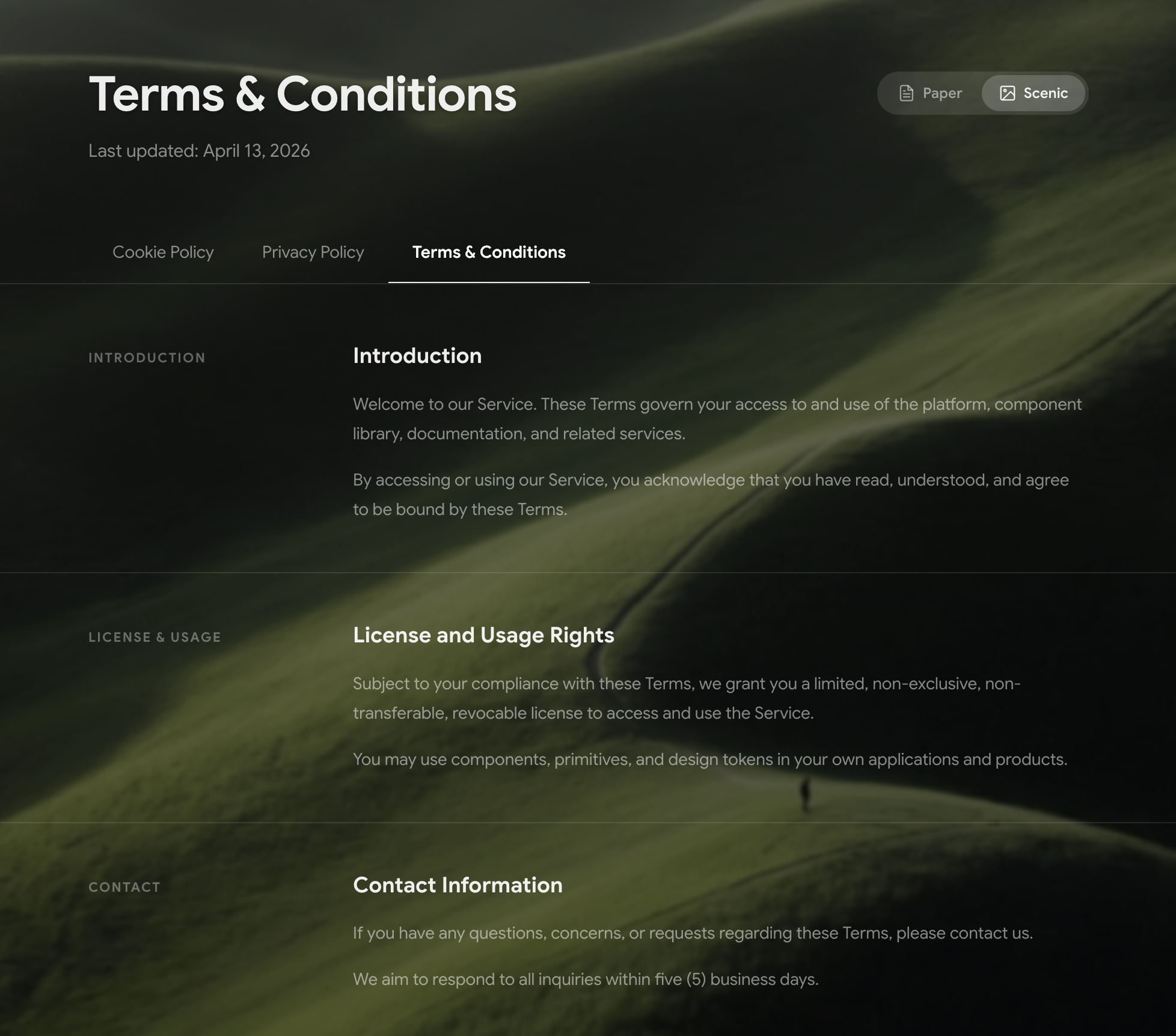 Legal Page Shell
